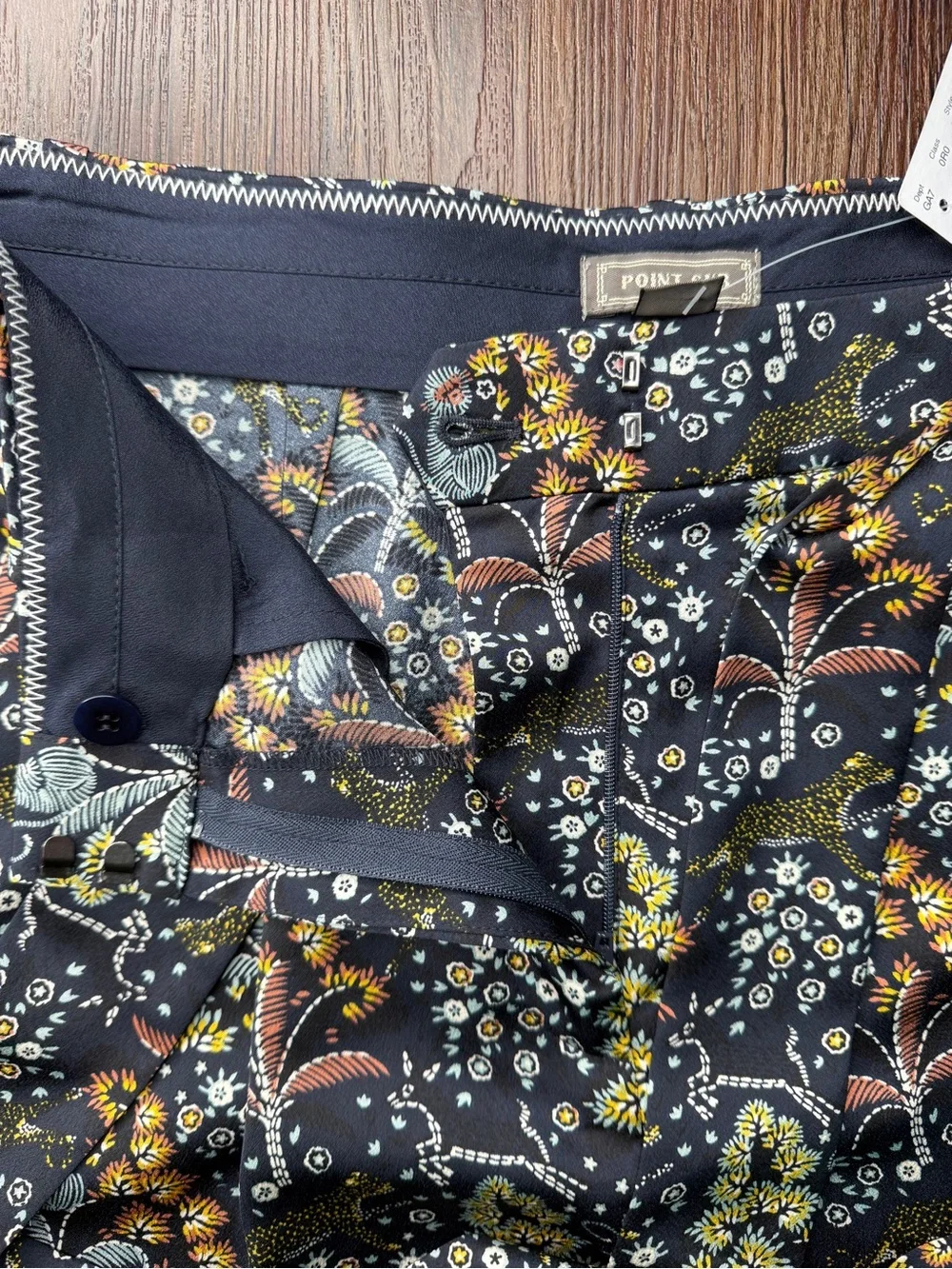 J.Crew Point Sur Jungle Print Crepe Belted Wide Leg Pants